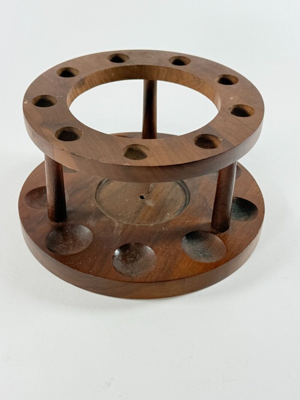 Vintage Walnut Industries Stand 9 Hole Circular Stand Mid Century Modern